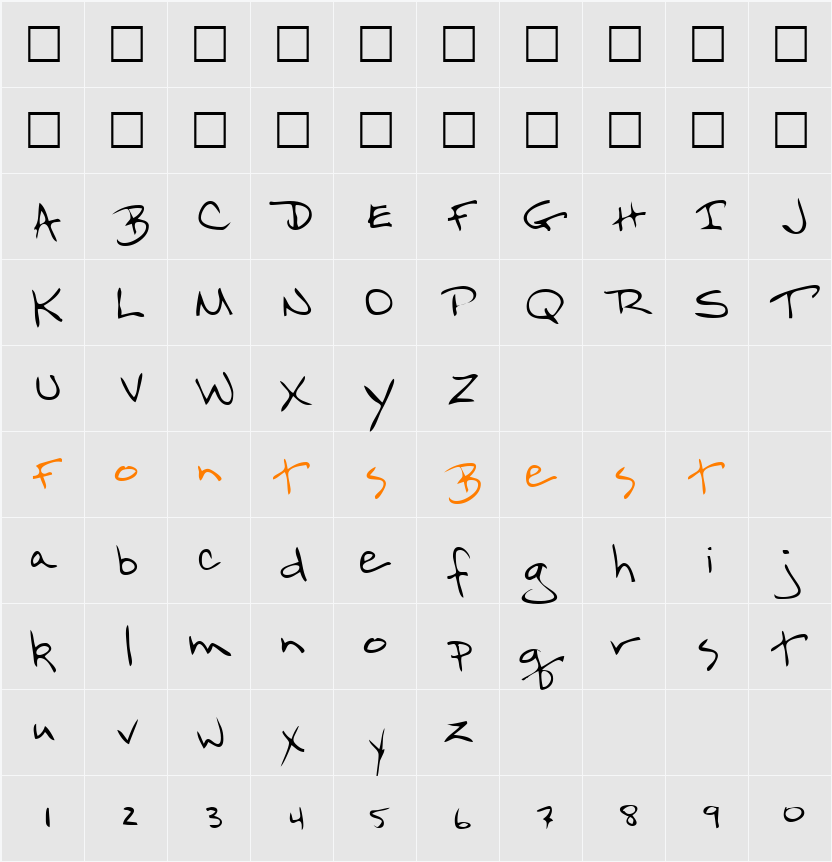 FlintsHand Character Map