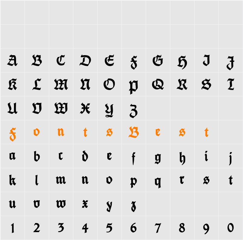 FetteThannhaeuser UNZ1 Character Map