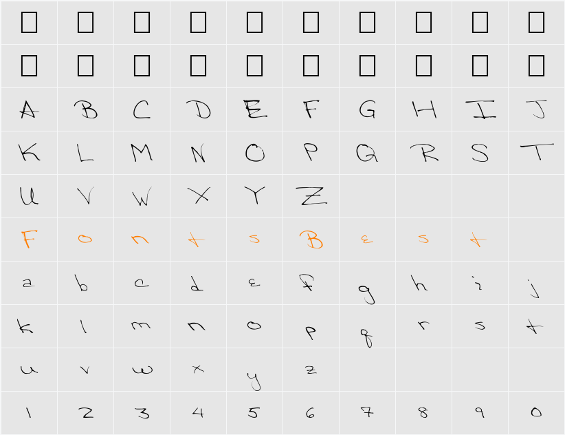 FZ HAND 24 Character Map