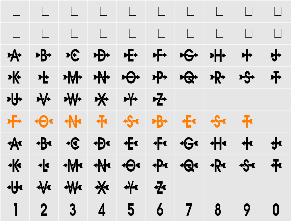 AC4-Arrows1 Character Map