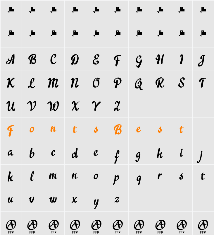 Acratica Character Map