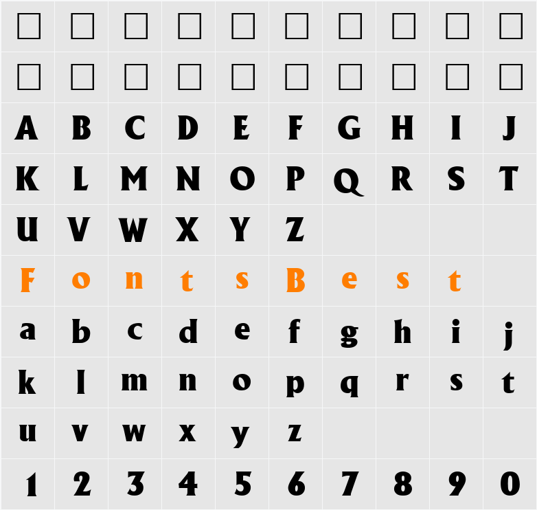 AlbertaHeavy Character Map