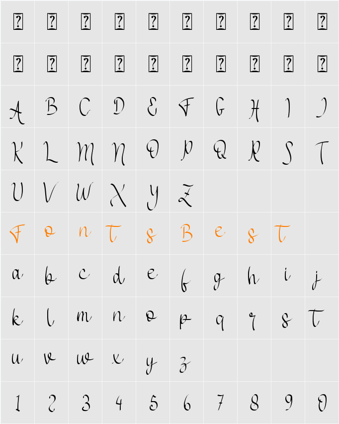 Anybella - Personal Use Character Map