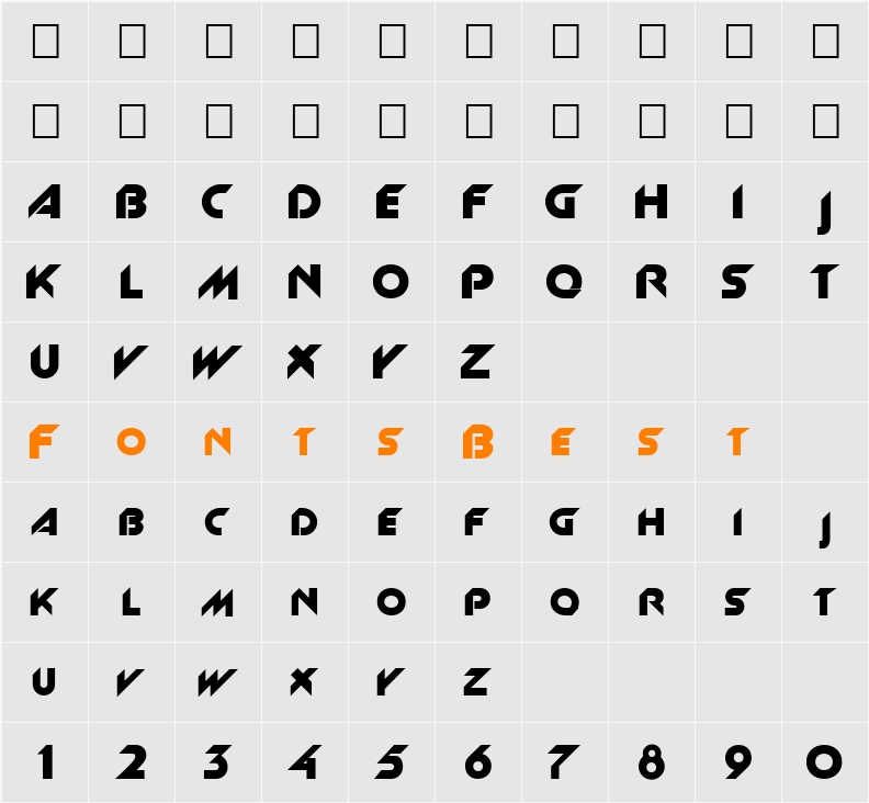 FZ JAZZY 4 Character Map