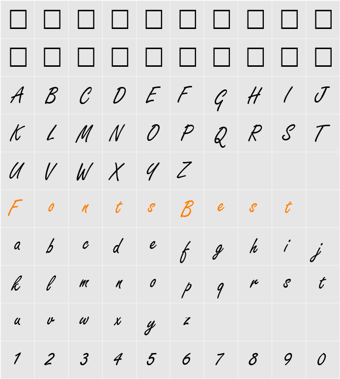 NanoScriptSSK Character Map