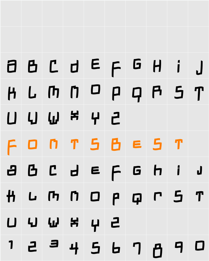DadasTracesFreeshapes Character Map