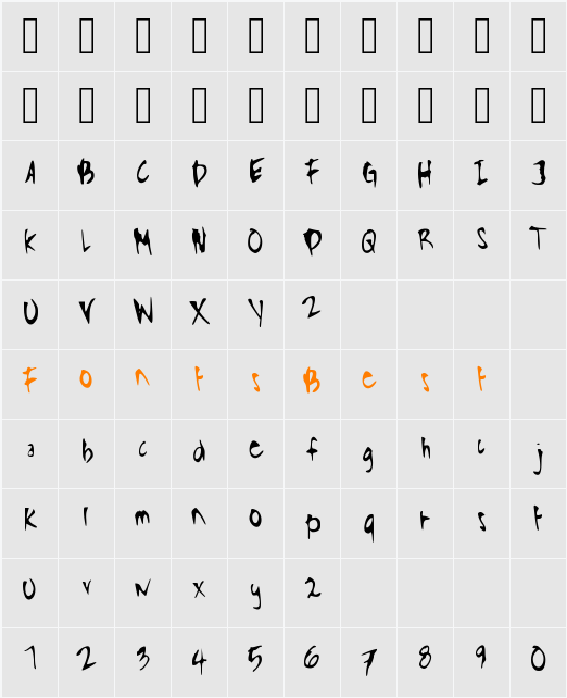 Bustamante_font Character Map