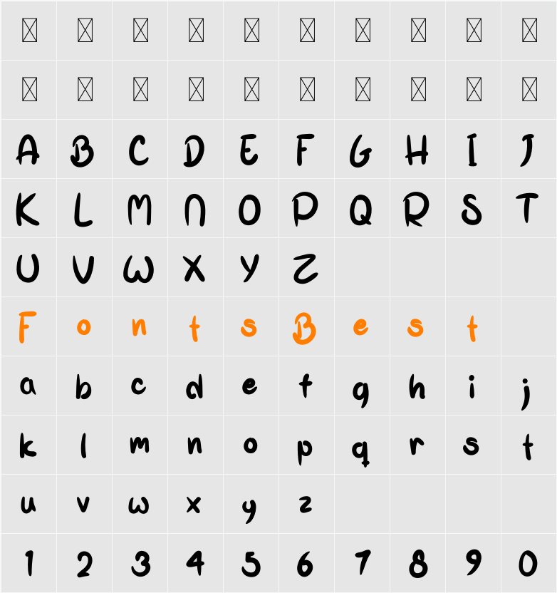Amusing Font Character Map
