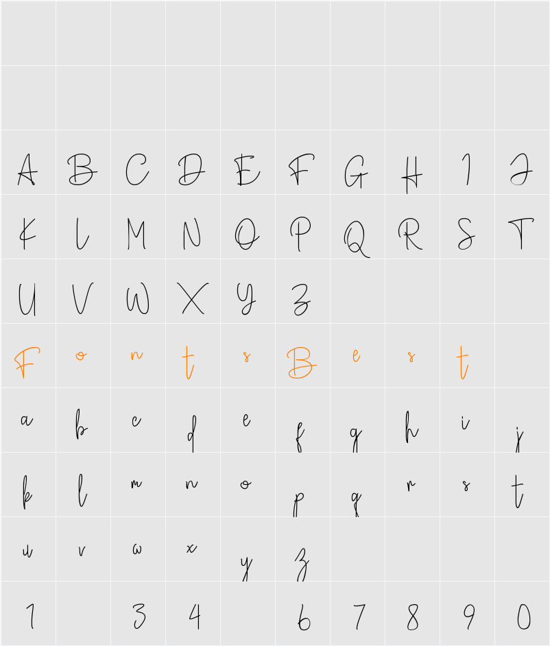 Broetown Signature Character Map