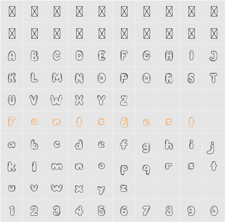 BLOBBY CHUG Character Map