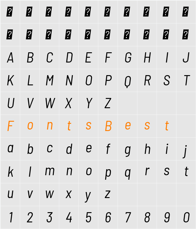 Barlow Semi Condensed Character Map