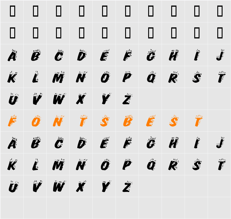 FlamingDisplayCapsHvy Character Map
