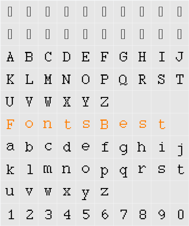 DTCRoughM22 Character Map