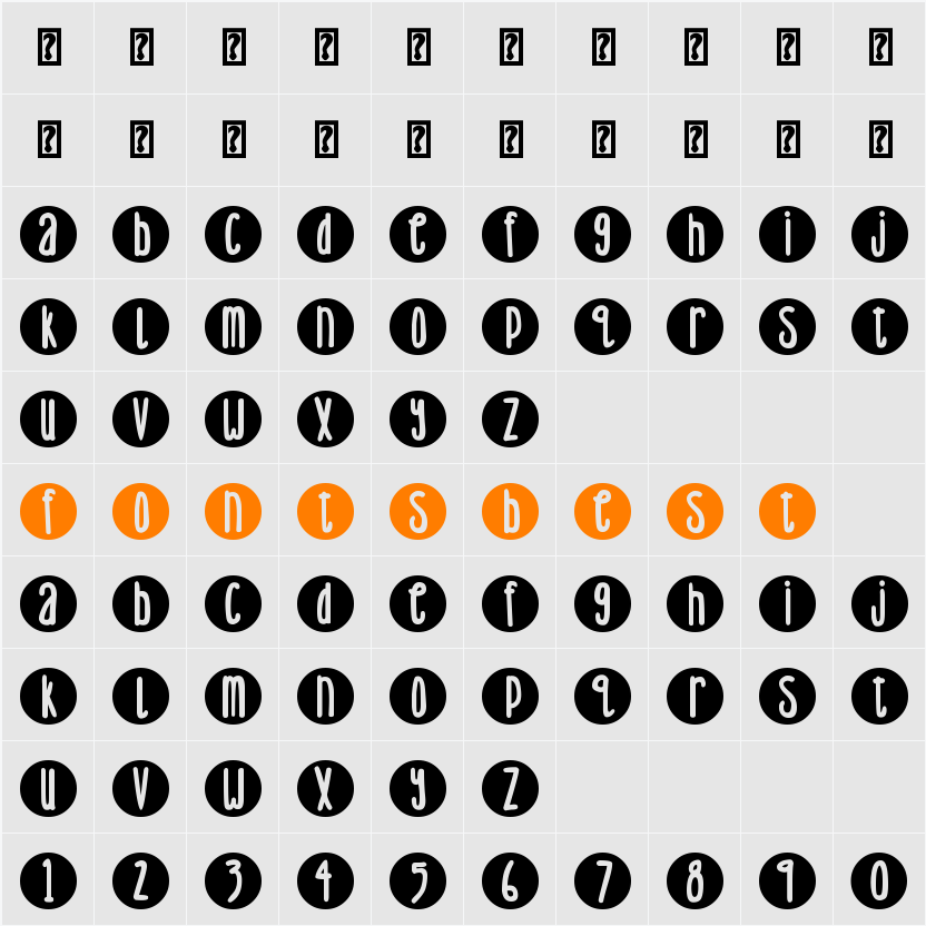 DJB Lemon Head Dots Character Map