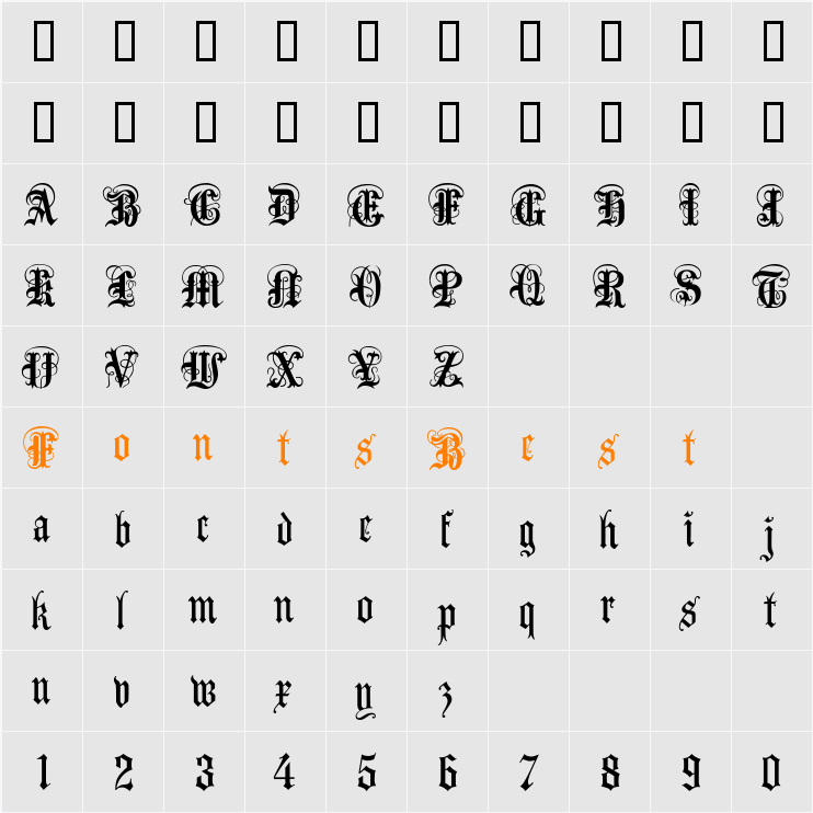 AnglicanText Character Map