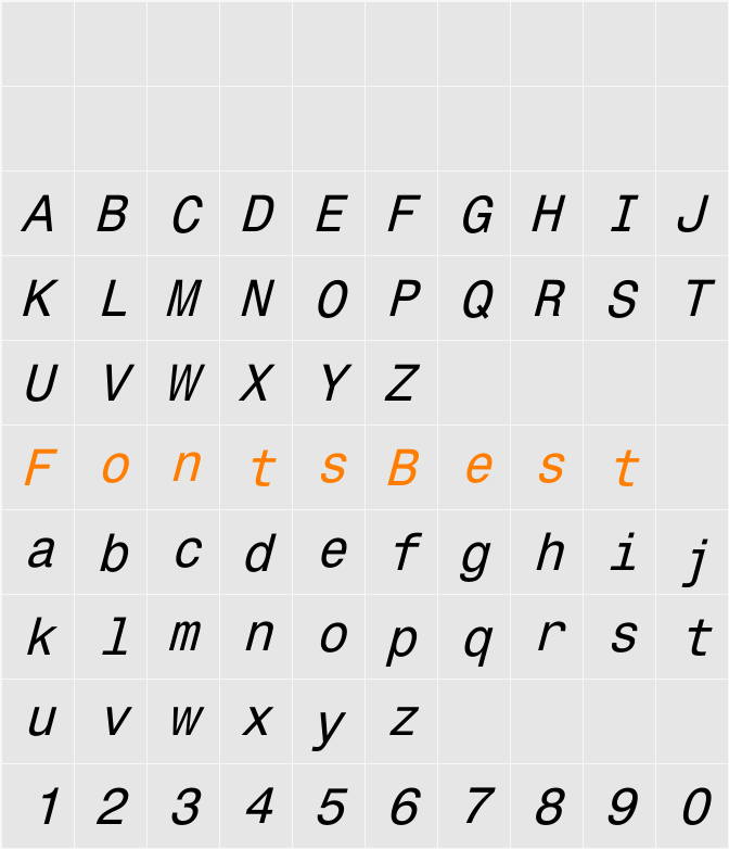Monospace821 Character Map