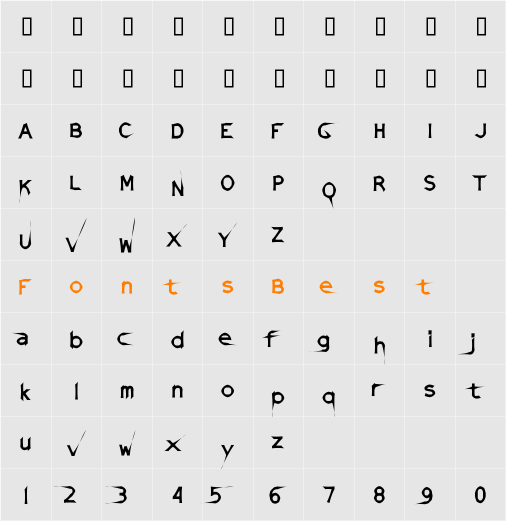 DamagedSataLight Character Map