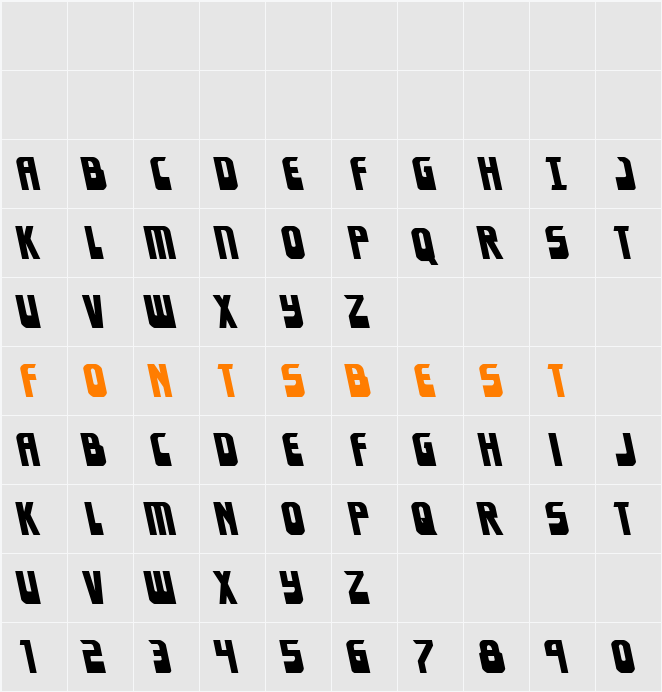 Eldebaran Leftalic Character Map