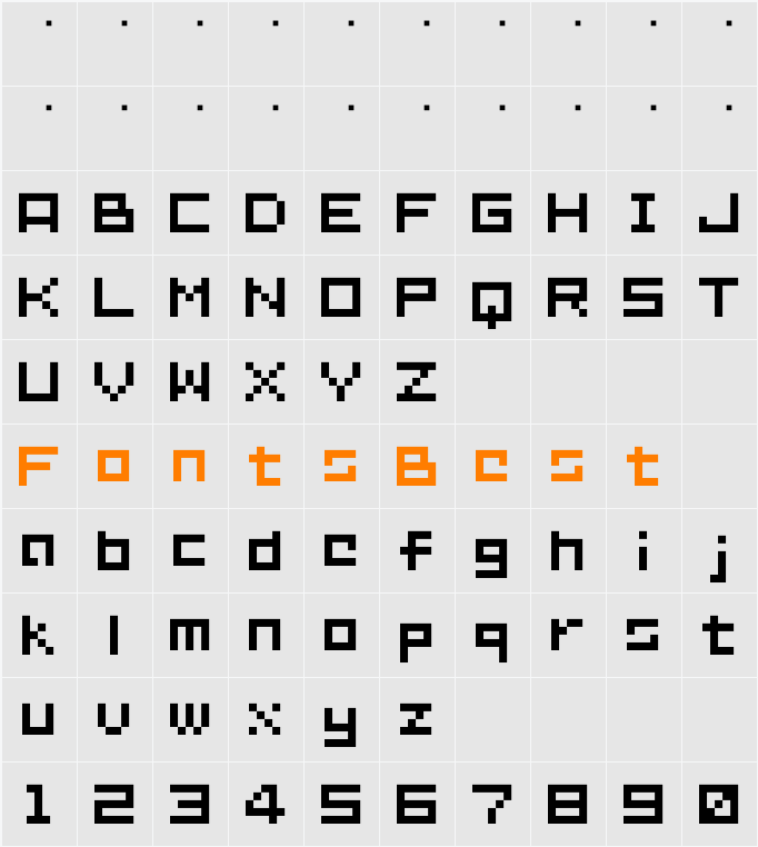 D3 Littlebitmapism Suquare Character Map