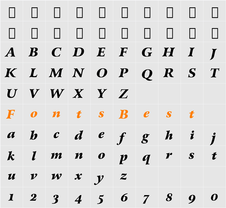 Arrus Blk OSF BT Character Map