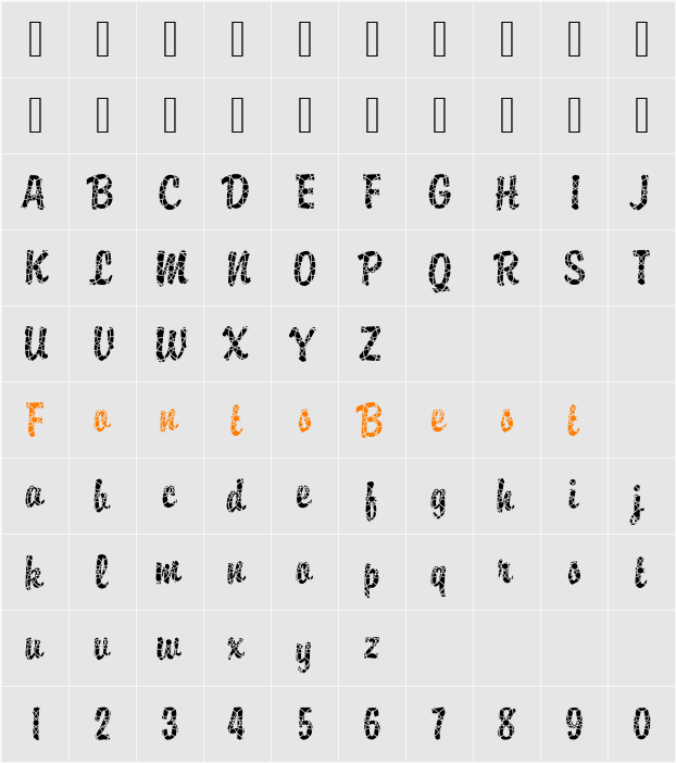DTCBrodyM29 Character Map