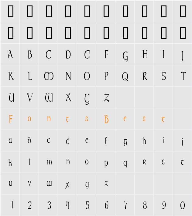 MoravianCondensed Character Map