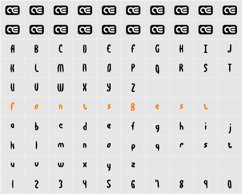 Bocuma Dent BRK Character Map