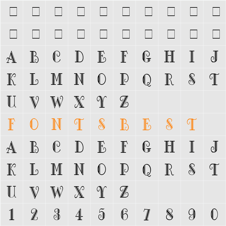 Gallery Condensed Character Map