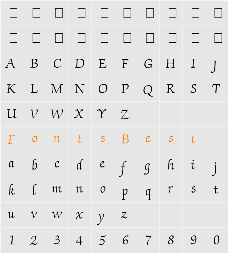 Chancery Script Light SSi Character Map