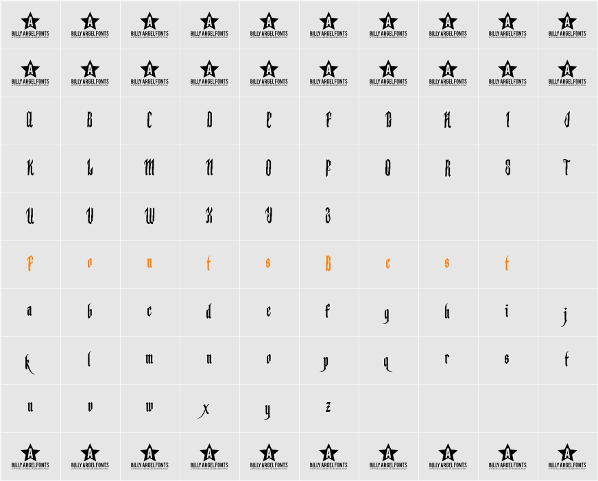 BACKSTAB FULL Character Map
