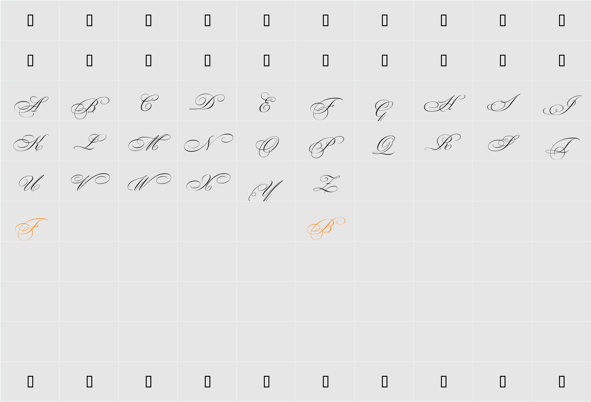 Beautiful Caps ES Character Map