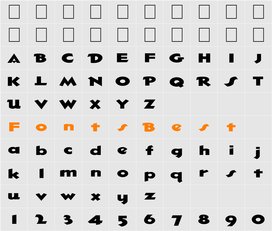 FZ JAZZY 32 EX Character Map