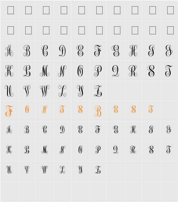 Monogram kk sc Character Map