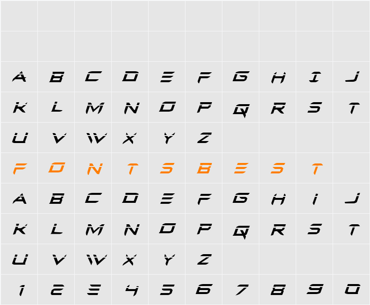 Ferret Face Laser Italic Character Map