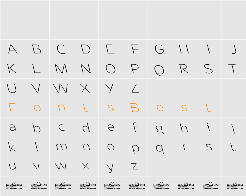 Asgard Trial Fit Xlight Backslant Character Map