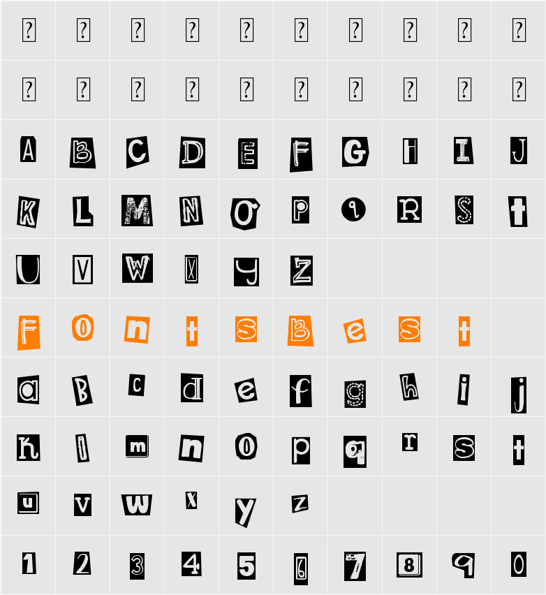 DJB Ransom Note Clipped Messy Character Map