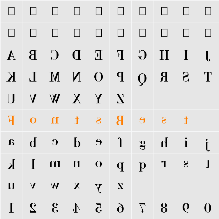 BackBod Character Map