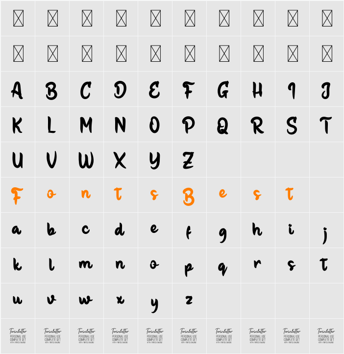 Bateg Personal Use Character Map