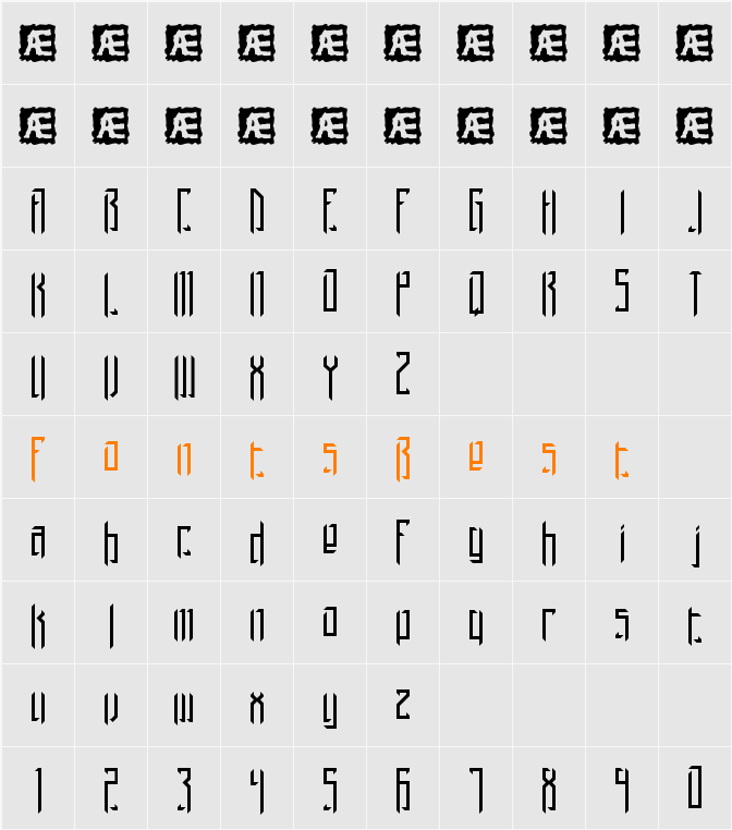 Brigadoom BRK Character Map