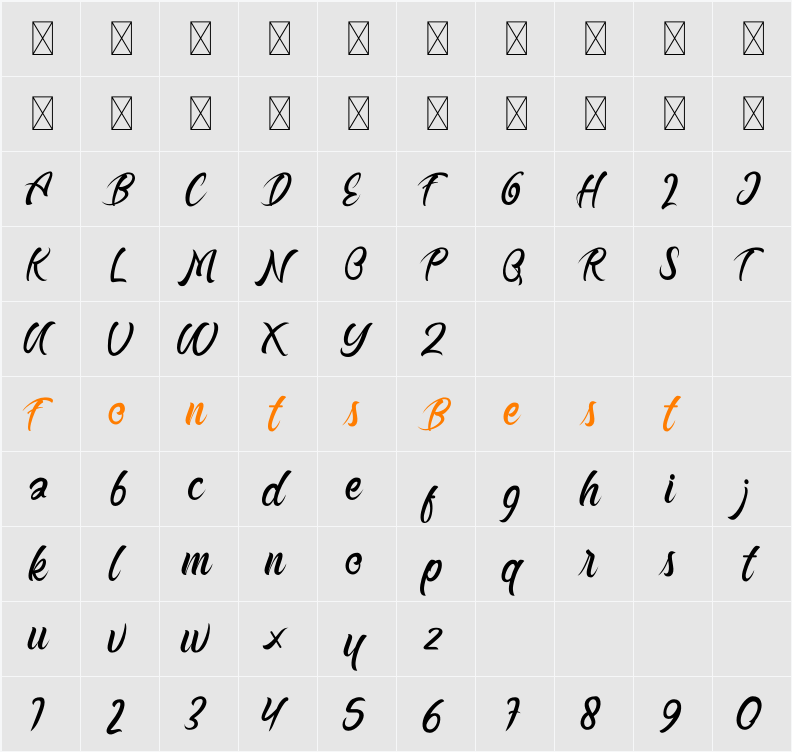 Buttermill Character Map