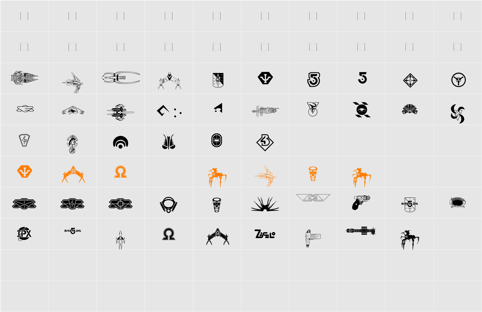 B5Symbols Character Map