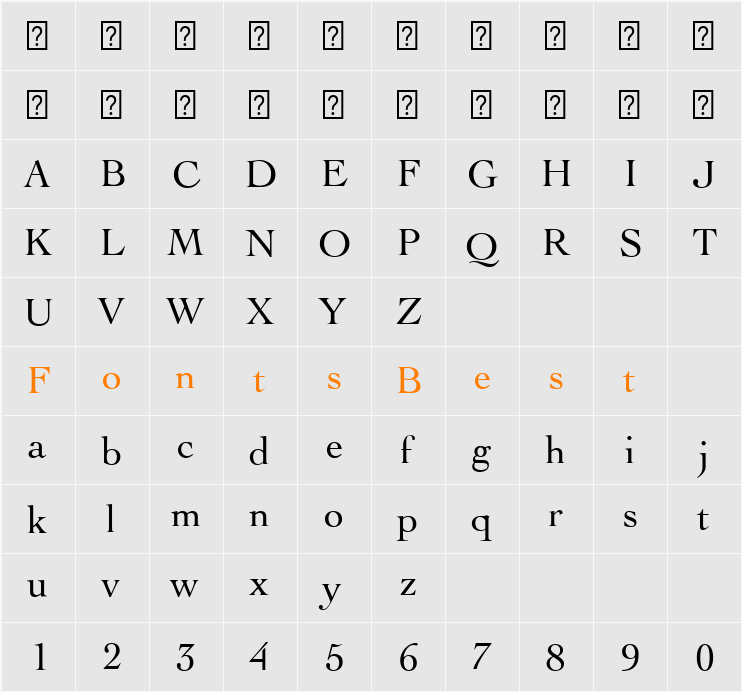 Badr LT Light Character Map