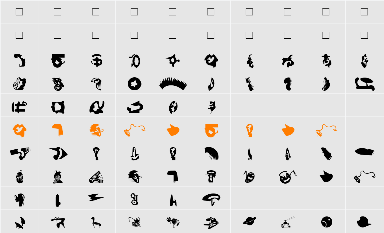 FellaParts Character Map