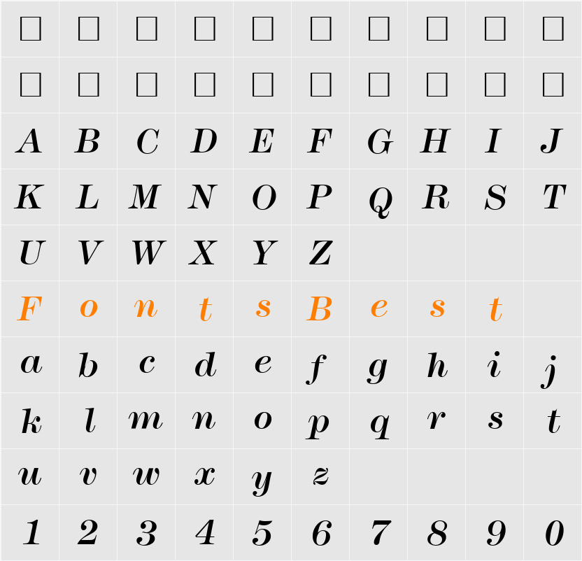 Modern438 Character Map