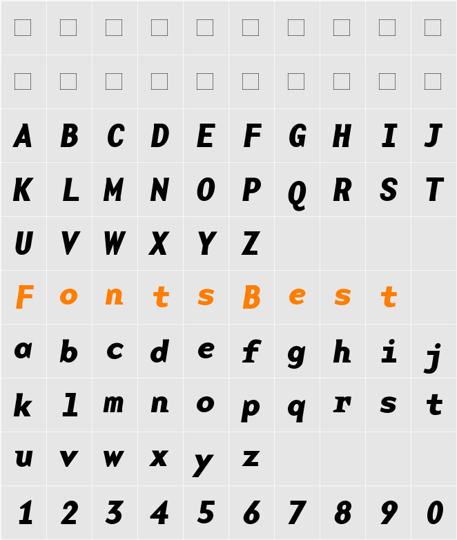 BaseMonoWide Character Map