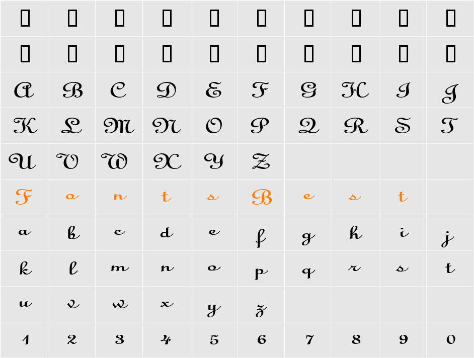 CathedralExtended Character Map