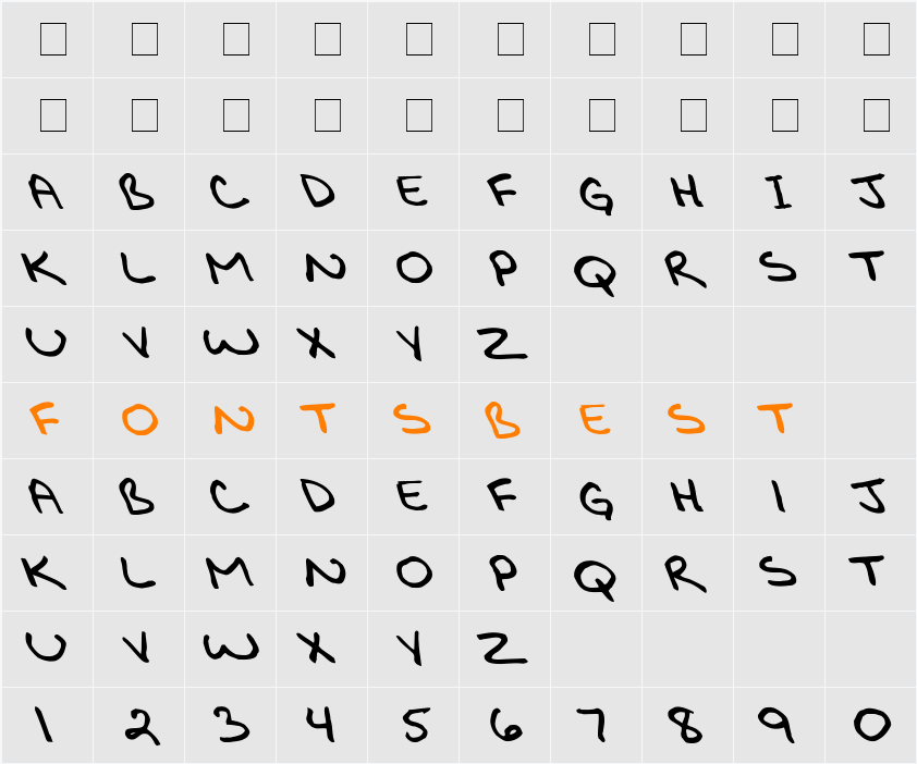 Bikly Bold Extreme Lefty Font Character Map
