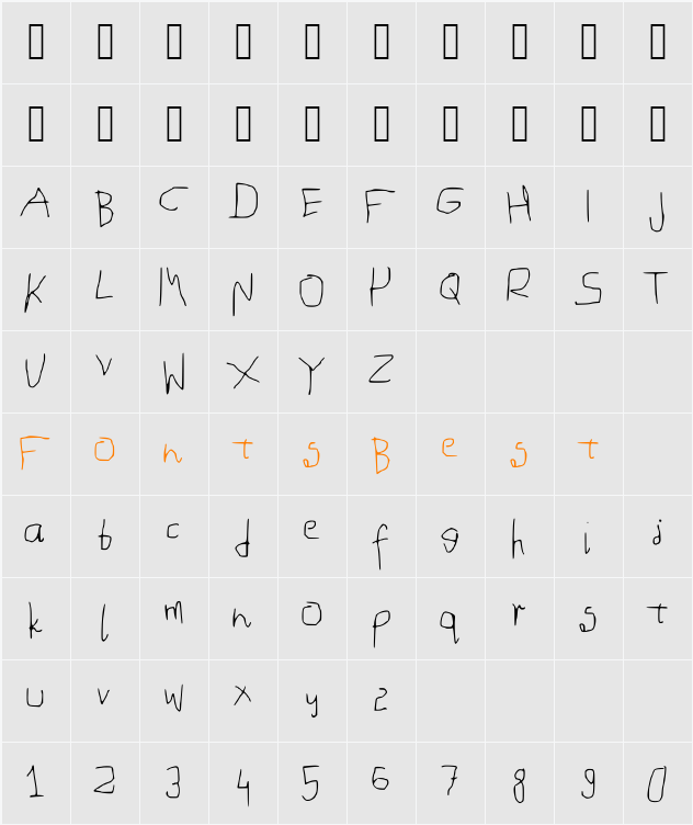 MouseHandwriting Character Map