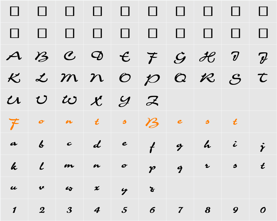 Charme Bold Character Map