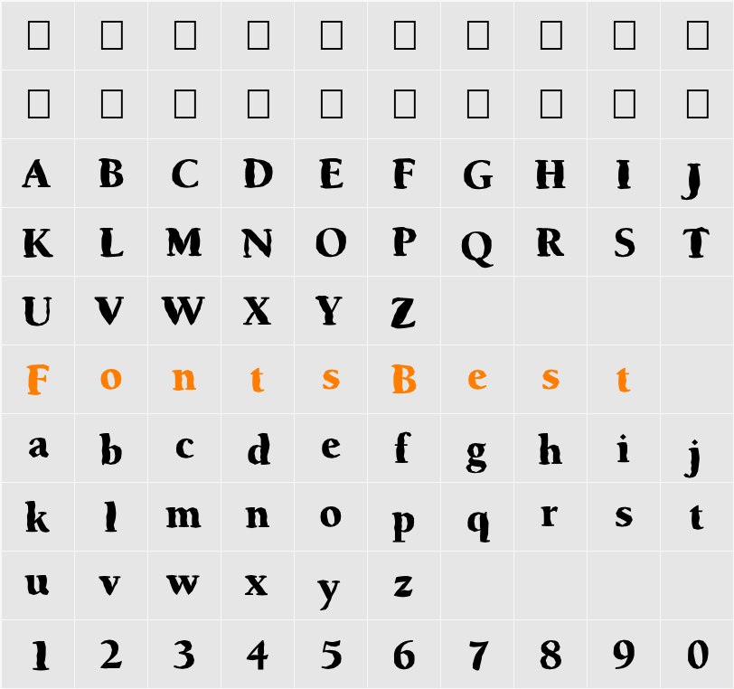 FZ ROMAN 24 MANGLED Character Map